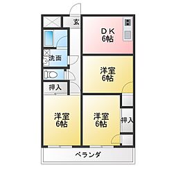 月見野館 3DKの間取図画像