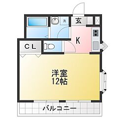 ジャスパー ワンルームの間取図画像