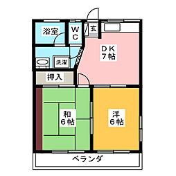 メゾン・ド・ルミエール 2DKの間取図画像