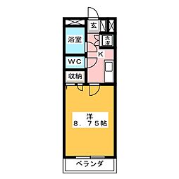 エトワール西所沢 1Kの間取図画像