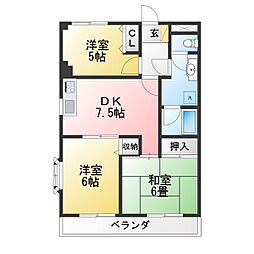 SCライムライト 3DKの間取図画像