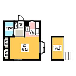 あんずハウス ワンルームの間取図画像