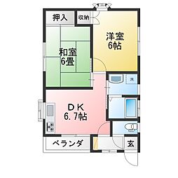 ツインハウス1 2DKの間取図画像