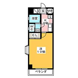 アイリーSEVENCOURT 1Kの間取図画像