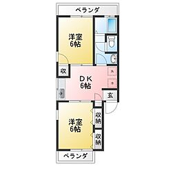 ヤマハハイツ浦和 2DKの間取図画像