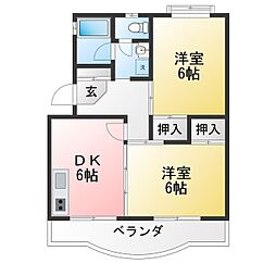 イイノレジデンス 2DKの間取図画像