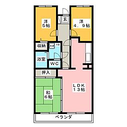 シャルム春日部 3LDKの間取図画像