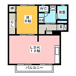メゾンヨシコーE棟 1LDKの間取図画像