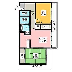 日勝堂ビル 2LDKの間取図画像