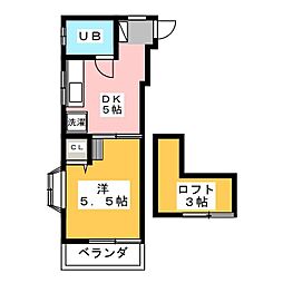 グリーンハイツ 1DKの間取図画像