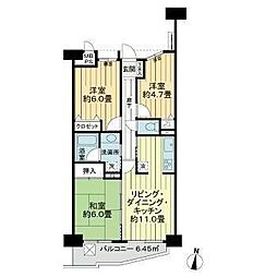 ライオンズガーデン大宮大和田公園 3LDKの間取図画像