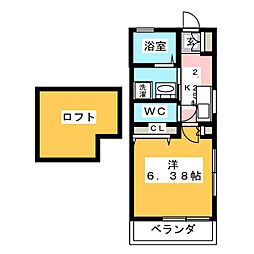 Y・Kハイム 1Kの間取図画像