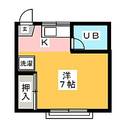ハイツイイジマ ワンルームの間取図画像