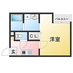 BELEZA七里 1Kの間取図画像