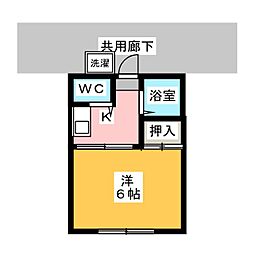 花泉 1Kの間取図画像