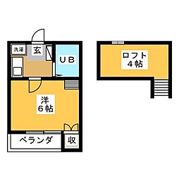 BeeCorpo 2階1Kの間取り