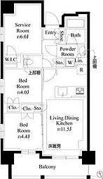 プレシス上福岡 8階2SLDKの間取り
