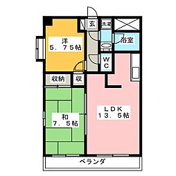 カーサ・ボスコ 2LDKの間取図画像