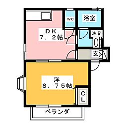 鈴蘭荘 1DKの間取図画像