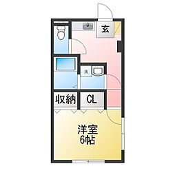 ハピネス松ヶ丘 1Kの間取図画像