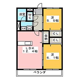 リリーヴィレッジWEST 2LDKの間取図画像