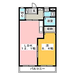 ルガールエスペランサ 1LDKの間取図画像