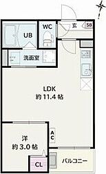 川越市大字的場アパート 1LDKの間取図画像