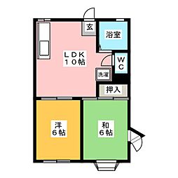メゾン原田 2LDKの間取図画像