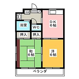 アネックスフジ 2DKの間取図画像