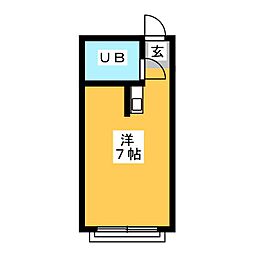 マロンハイツB ワンルームの間取図画像