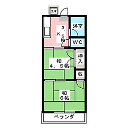 コーポおかもと 2Kの間取図画像