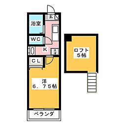 サンパーク 1Kの間取図画像