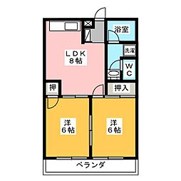 ガーデンベル 2DKの間取図画像