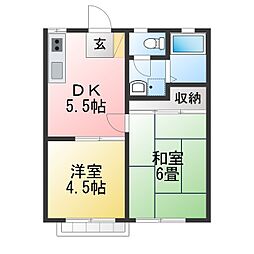 岡本コーポB 2DKの間取図画像