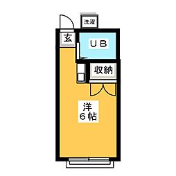 マロンハイツB ワンルームの間取図画像