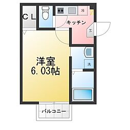 川越市霞ケ関北3丁目アパート 1Kの間取図画像