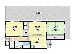 リバーサイド仁和寺 3DKの間取図画像