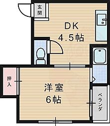 ハッピネスプラザ藤田 1DKの間取図画像