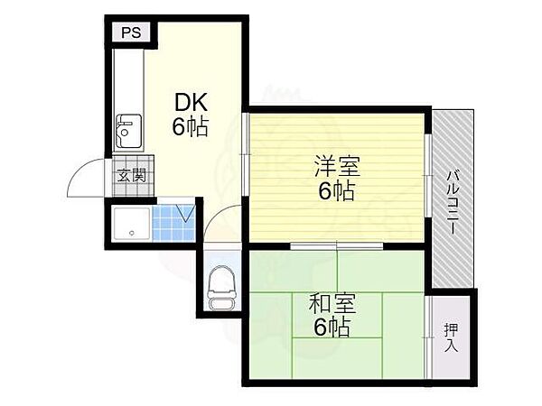 秀和第二ハイツ ｜大阪府門真市古川町(賃貸マンション2DK・2階・36.00㎡)の写真 その2