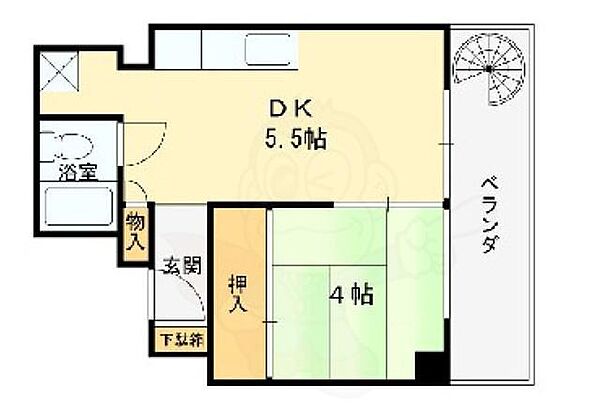 ホーク源 ｜大阪府寝屋川市池田中町(賃貸マンション1DK・1階・27.00㎡)の写真 その2