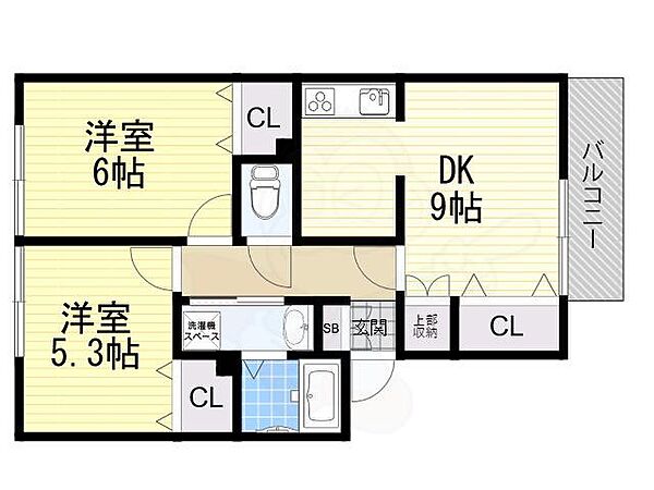 ルミエール葛原 ｜大阪府寝屋川市葛原１丁目(賃貸アパート2DK・2階・50.78㎡)の写真 その2