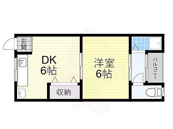 岡野マンション ｜大阪府寝屋川市香里新町(賃貸マンション1DK・4階・38.00㎡)の写真 その2