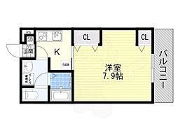 Osaka Metro谷町線 大日駅 徒歩9分の賃貸マンション 2階1Kの間取り