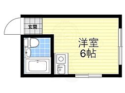 大和ヒューマンハイツ門真 ワンルームの間取図画像