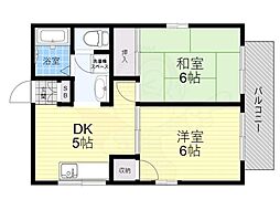 グリーンヒル清滝 2DKの間取図画像