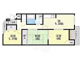 ジェントリーズ岡田 3DKの間取図画像
