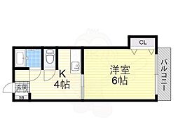 山一大和田ハイツ 1Kの間取図画像