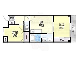 グリーンピア東寝屋川 2DKの間取図画像