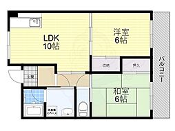 アスカ・サンハイム 2LDKの間取図画像