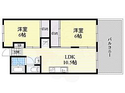 パレ守口 2LDKの間取図画像